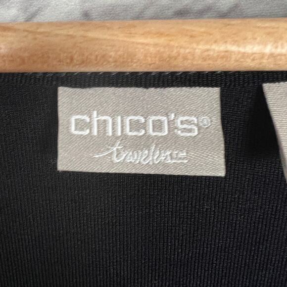 CHICO'S TRAVELERS Women's M (1) Black Acetate Slinky Stretch Minimal Tunic Top - Picture 4 of 10